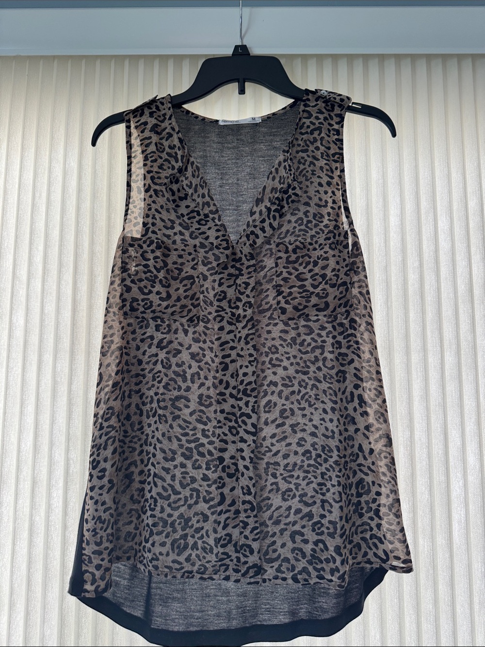 Sleeveless Leopard Print V-Neck Top - Brown/Black